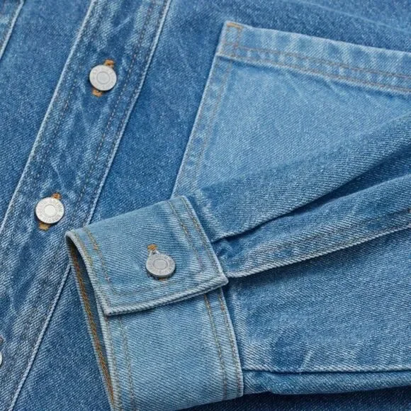 100% recycled denim H&M Shirt Jacket Overshirt Shacket - Picture 8 of 10